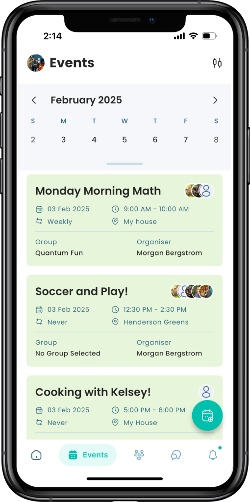 BaseCampEd calendar and events view for homeschoolers