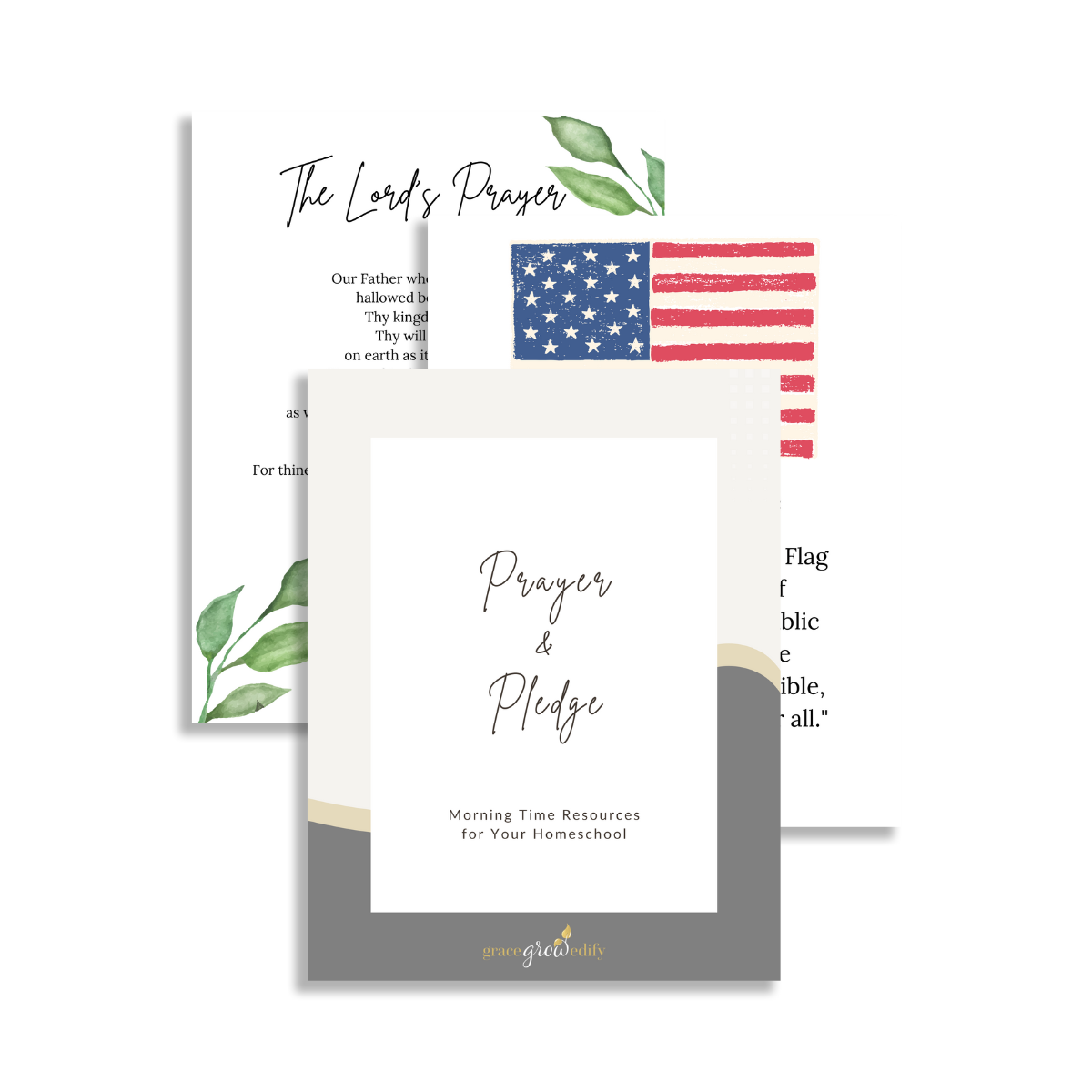 Morning Time Prayer and Pledge Printable Pack for Christian Homeschoolers